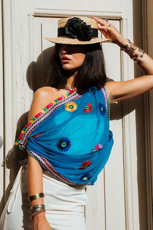 Multiposición Dupatta Sawai, hecho a mano en la India