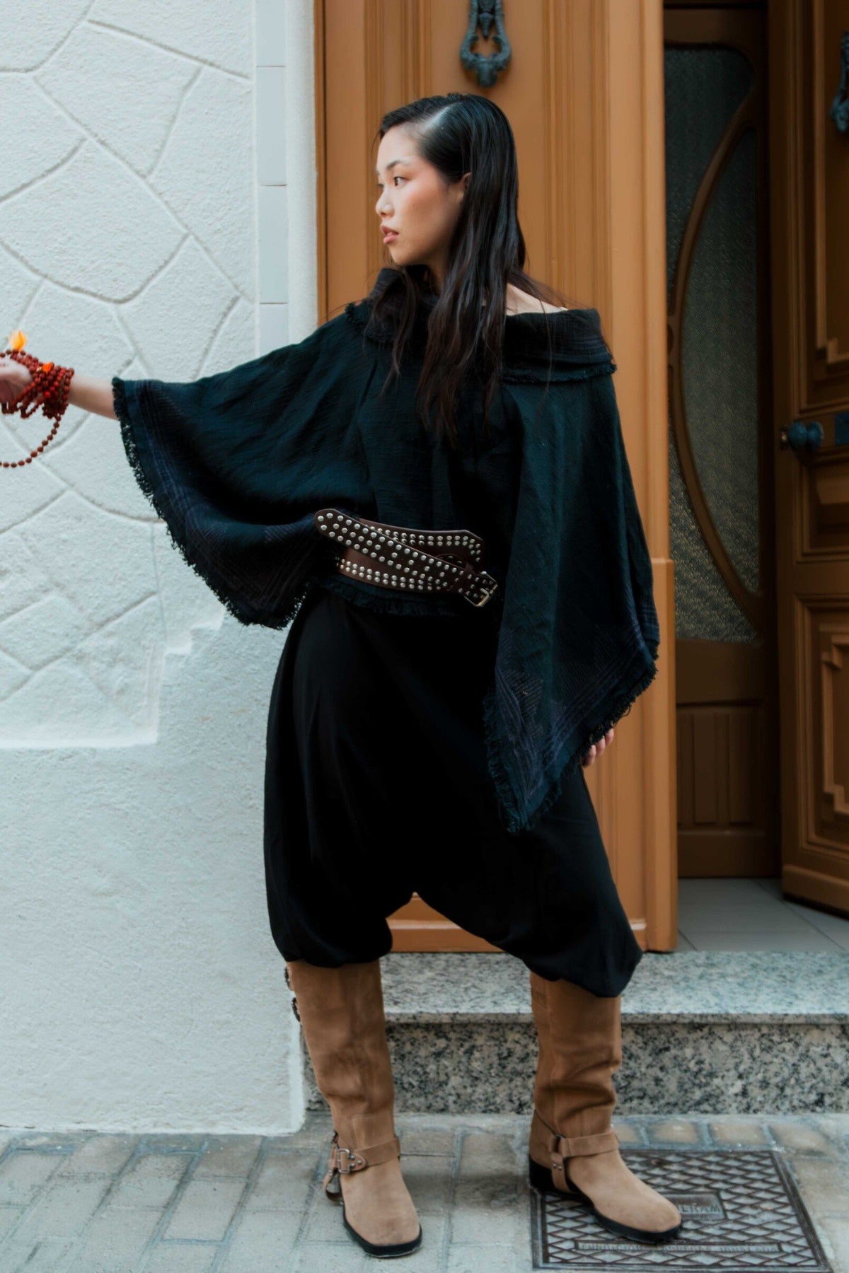 Poncho Block print, detalle 4