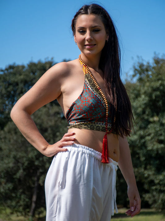 Top Triambé saree, hecho a mano en la India
