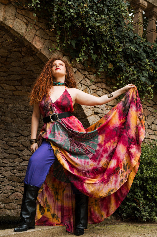 Vestido Kerha Maui Tie-dye, hecho a mano en la India
